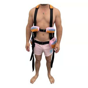 Multi-Pocket Pink Colorblock Chest Harness Bag